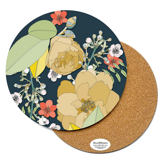 Chica Camellia Round Navy Placemat