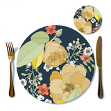 Chica Camellia Round Navy Placemat