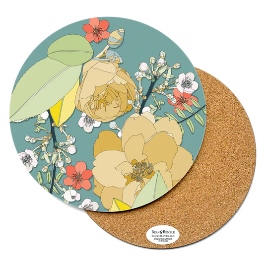 Chica Camellia Round Teal Placemat