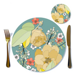 Chica Camellia Round Teal Placemat