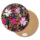 Vivid Garden Blooms Navy Round Placemat