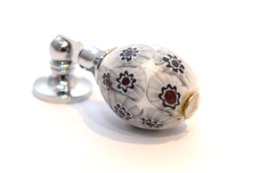 Antique Murano Glass Door Handle - White & Flower Design B