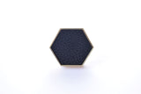 Zinc Alloy Hexagon Knob - Black Leather