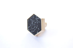 Zinc Alloy Hexagon Knob - Crack Black