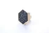 Zinc Alloy Hexagon Knob - Crack Black