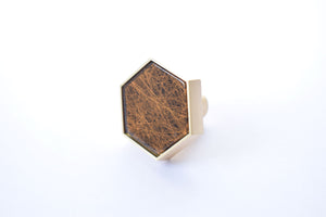 Zinc Alloy Hexagon Knob - Crack Brown