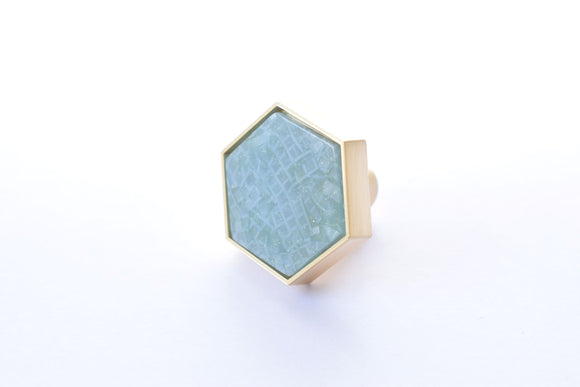 Zinc Alloy Hexagon Knob - Crack Light Blue