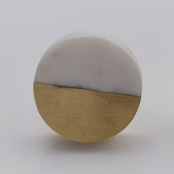 Knob Of The Week - White Stone Knob With Brushed Brass Finish