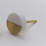 Knob Of The Week - White Stone Knob With Brushed Brass Finish