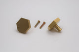 Solid Brass Hexagon Knob - Brushed Brass