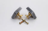 Natural Marble & Brass Knob - Grey