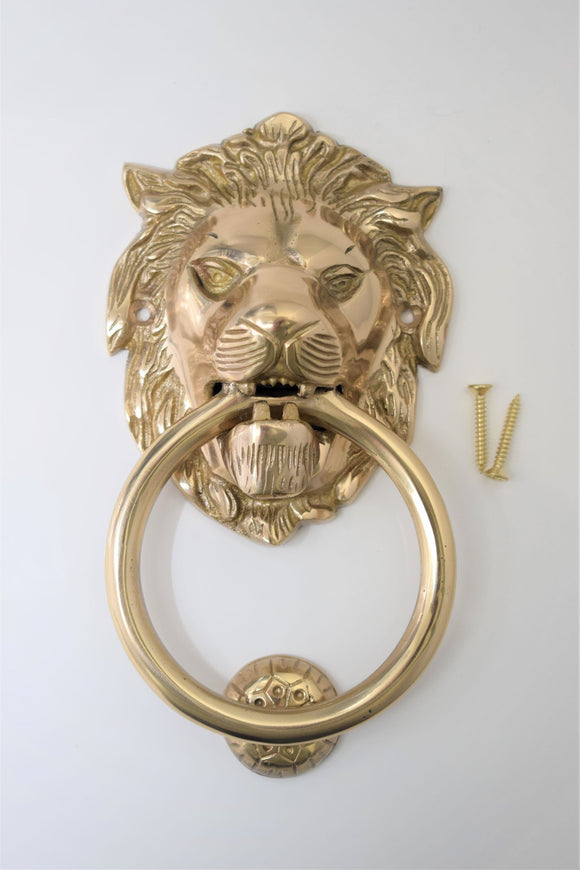 Brass Lion Door Knocker - Polished Brass