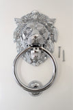 Brass Lion Door Knocker - Silver Chrome