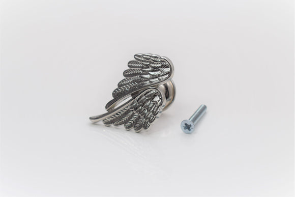 Premium Angel Wings Knob - Silver