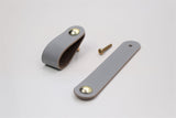 Leather Drawer Pull/Handle/Knob - Grey