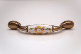 Ceramic & Zinc Kitchen/Draw handle - Gold Flower