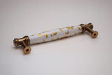 Ceramic & Zinc Kitchen/Draw handle - Gold Flower