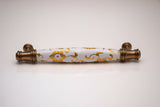 Ceramic & Zinc Kitchen/Draw handle - Gold Flower