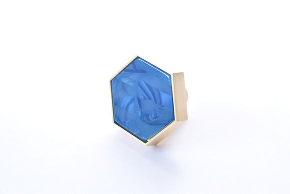 Zinc Alloy Hexagon Knob - Sapphire