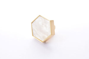 Zinc Alloy Hexagon Knob - Snow White