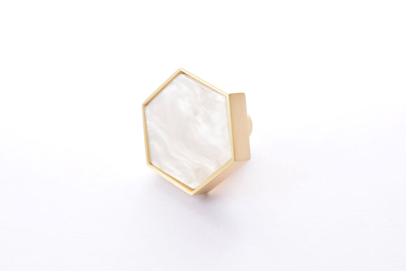 Zinc Alloy Hexagon Knob - Snow White