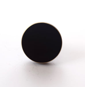 Solid Brass Knob Round Modern Small -Black With & Gold Rim